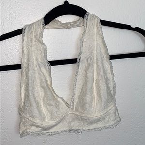 Black & white halter bralette